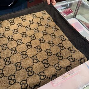 Gucci Tan Black Monogram blanket accent throw - authentic from Gucci Las Vegas